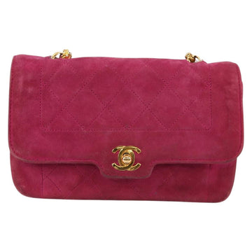 CHANEL Matelasse Chain Shoulder Bag Suede Purple Gold CC Auth BA5229 - 0