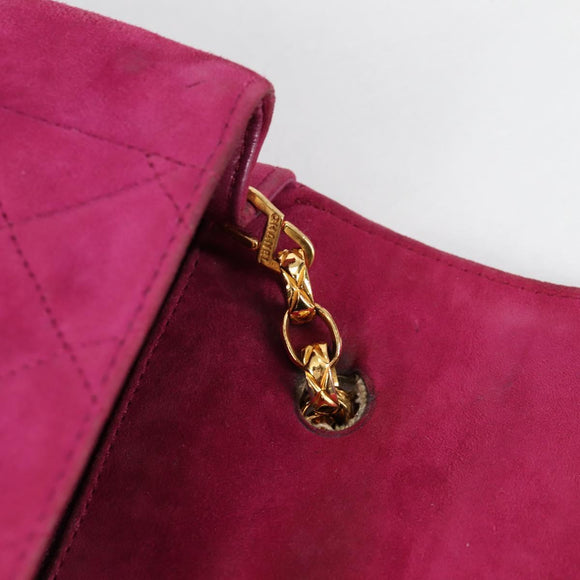 CHANEL Matelasse Chain Shoulder Bag Suede Purple Gold CC Auth BA5229