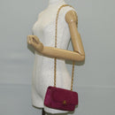 CHANEL Matelasse Chain Shoulder Bag Suede Purple Gold CC Auth BA5229-28