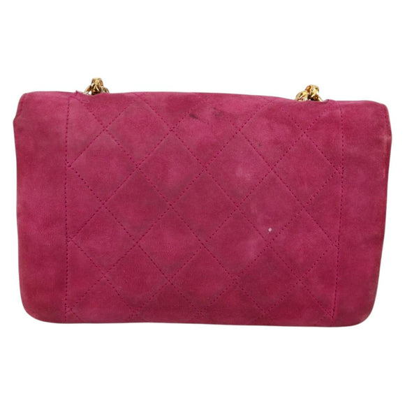 CHANEL Matelasse Chain Shoulder Bag Suede Purple Gold CC Auth BA5229