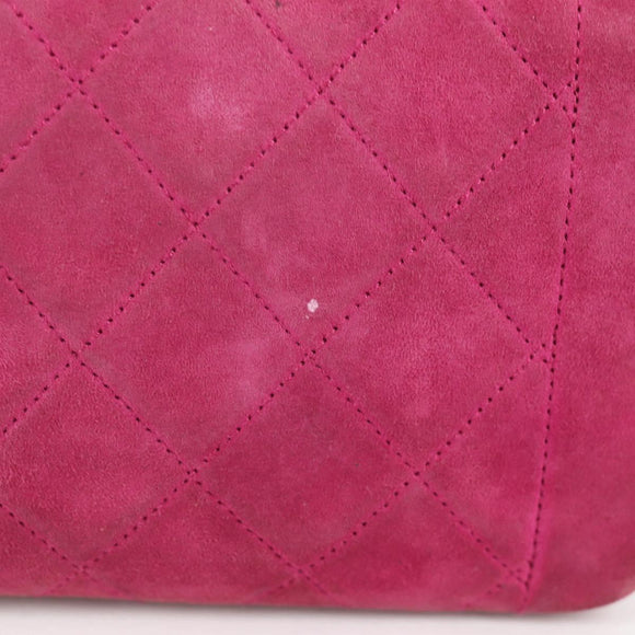 CHANEL Matelasse Chain Shoulder Bag Suede Purple Gold CC Auth BA5229