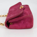 CHANEL Matelasse Chain Shoulder Bag Suede Purple Gold CC Auth BA5229-5