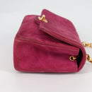 CHANEL Matelasse Chain Shoulder Bag Suede Purple Gold CC Auth BA5229-6