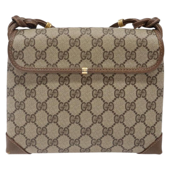 GUCCI GG Supreme Shoulder Bag PVC Beige Gold 007 105 0072 Auth BA5243