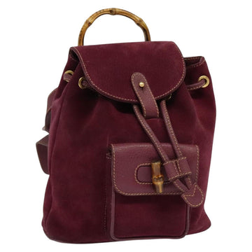 GUCCI Bamboo Backpack Suede Purple Gold 003 2058 0030 Auth BA5244