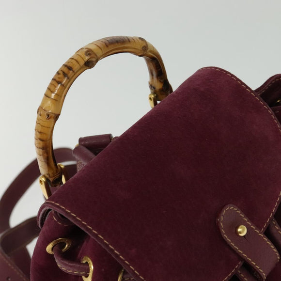 GUCCI Bamboo Backpack Suede Purple Gold 003 2058 0030 Auth BA5244