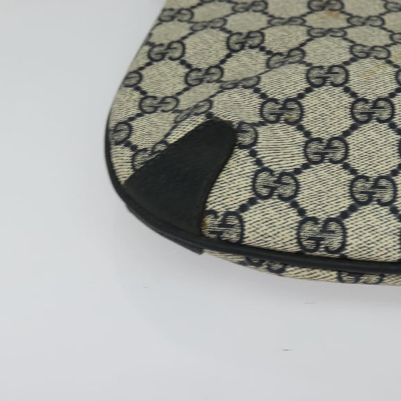 GUCCI GG Supreme Sherry Line Shoulder Bag PVC Navy Gold 39 02 026 Auth BA5255