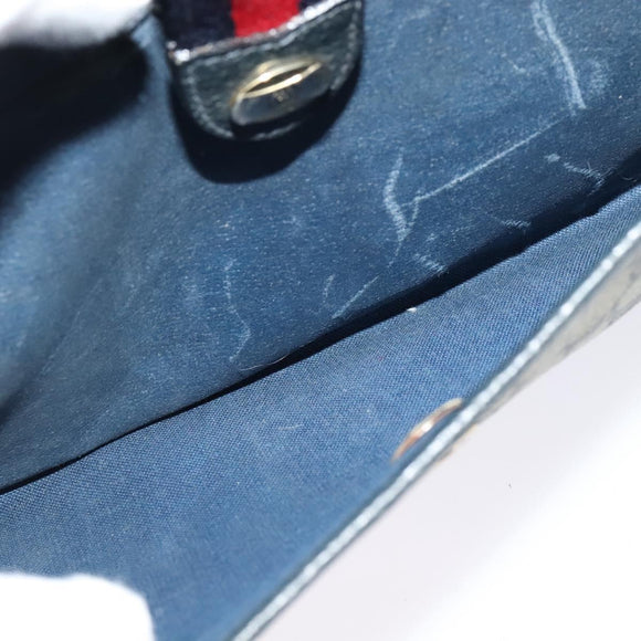 GUCCI GG Supreme Sherry Line Shoulder Bag PVC Navy Gold 39 02 026 Auth BA5255