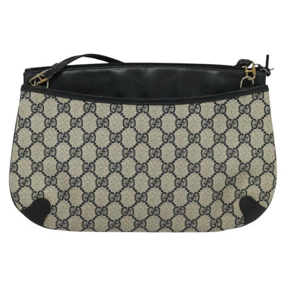 GUCCI GG Supreme Sherry Line Shoulder Bag PVC Navy Gold 39 02 026 Auth BA5255