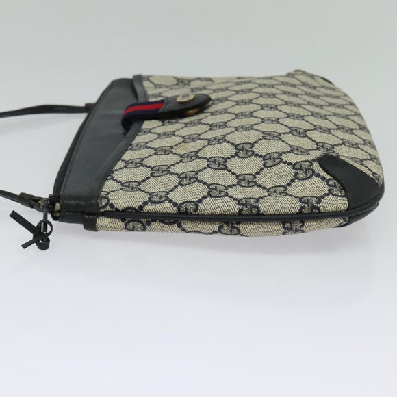 GUCCI GG Supreme Sherry Line Shoulder Bag PVC Navy Gold 39 02 026 Auth BA5255