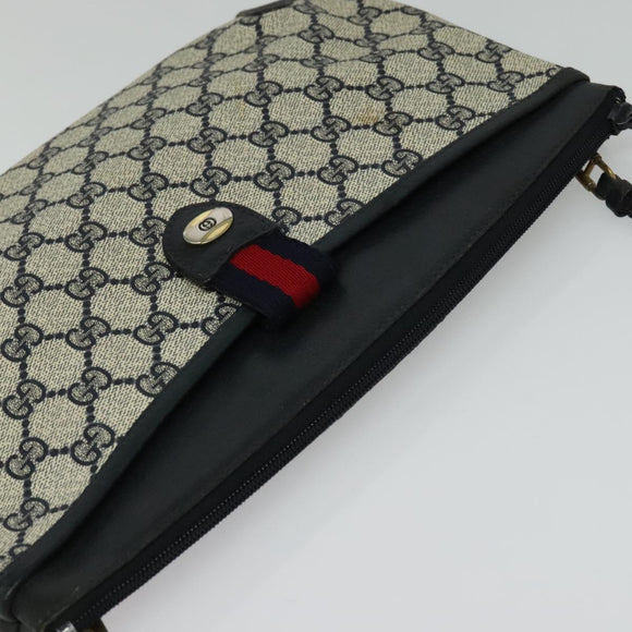 GUCCI GG Supreme Sherry Line Shoulder Bag PVC Navy Gold 39 02 026 Auth BA5255