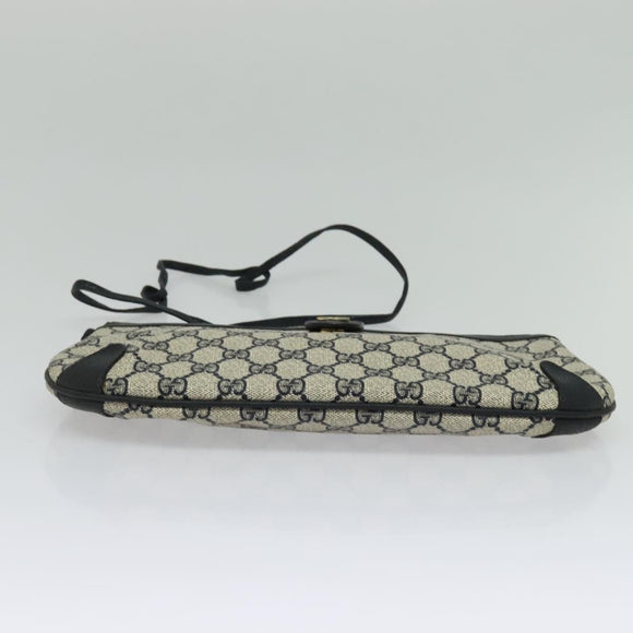 GUCCI GG Supreme Sherry Line Shoulder Bag PVC Navy Gold 39 02 026 Auth BA5255