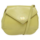 CELINE Shoulder Bag Leather Yellow Gold Auth BA5256-1