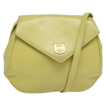 CELINE Shoulder Bag Leather Yellow Gold Auth BA5256