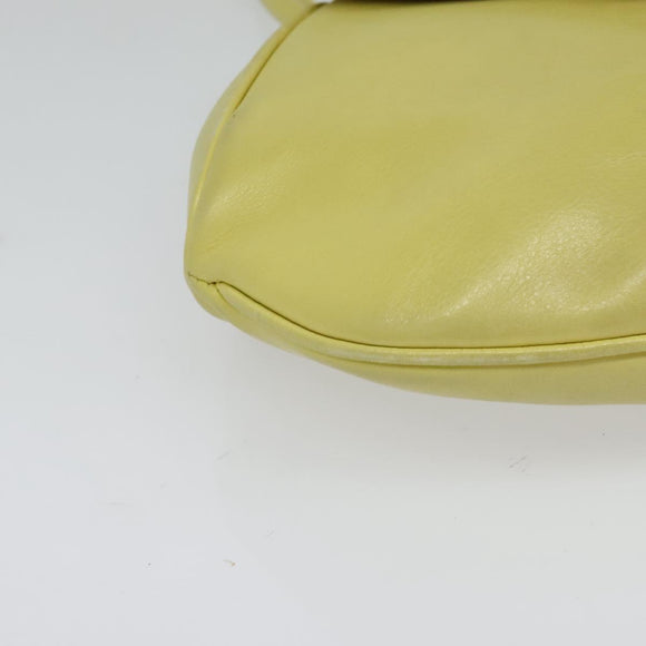 CELINE Shoulder Bag Leather Yellow Gold Auth BA5256