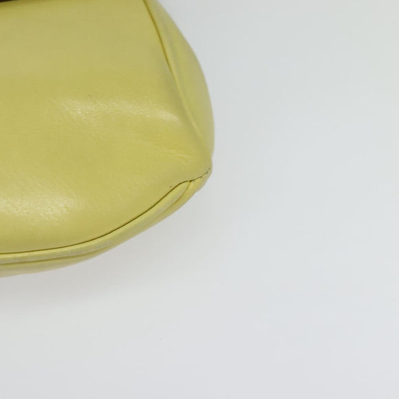 CELINE Shoulder Bag Leather Yellow Gold Auth BA5256