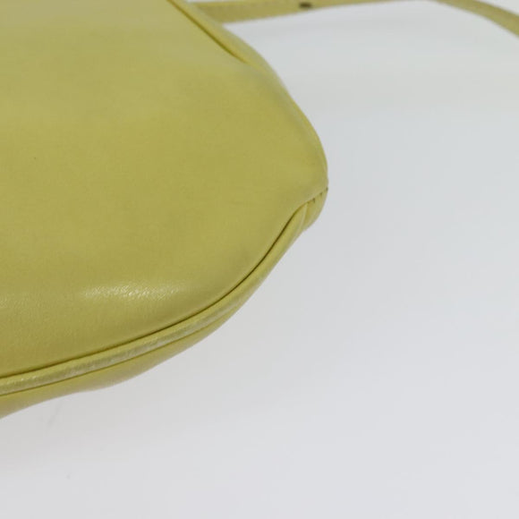 CELINE Shoulder Bag Leather Yellow Gold Auth BA5256