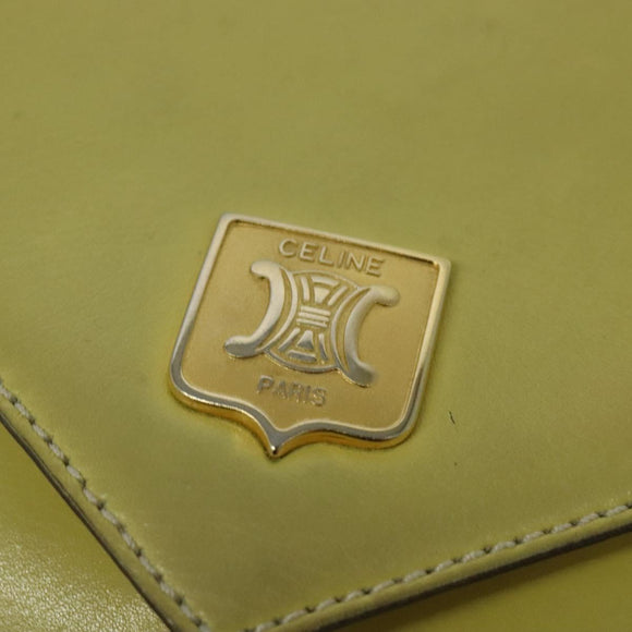 CELINE Shoulder Bag Leather Yellow Gold Auth BA5256