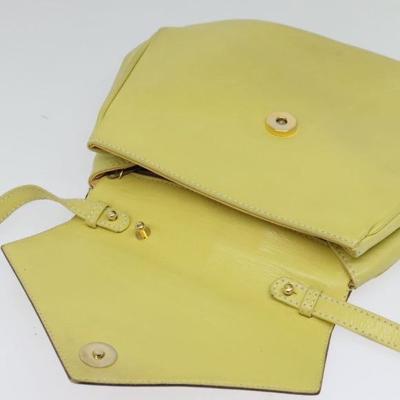 CELINE Shoulder Bag Leather Yellow Gold Auth BA5256