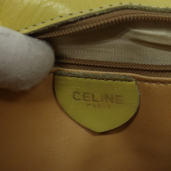 CELINE Shoulder Bag Leather Yellow Gold Auth BA5256