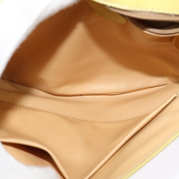 CELINE Shoulder Bag Leather Yellow Gold Auth BA5256