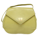 CELINE Shoulder Bag Leather Yellow Gold Auth BA5256-13