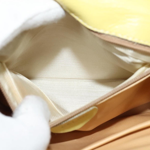 CELINE Shoulder Bag Leather Yellow Gold Auth BA5256