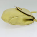 CELINE Shoulder Bag Leather Yellow Gold Auth BA5256-4
