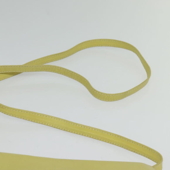 CELINE Shoulder Bag Leather Yellow Gold Auth BA5256