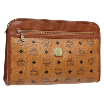 MCM Logogram Vicetos Clutch Bag PVC Leather Brown Gold Auth BA5257