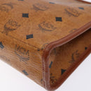 MCM Logogram Vicetos Clutch Bag PVC Leather Brown Gold Auth BA5257-15