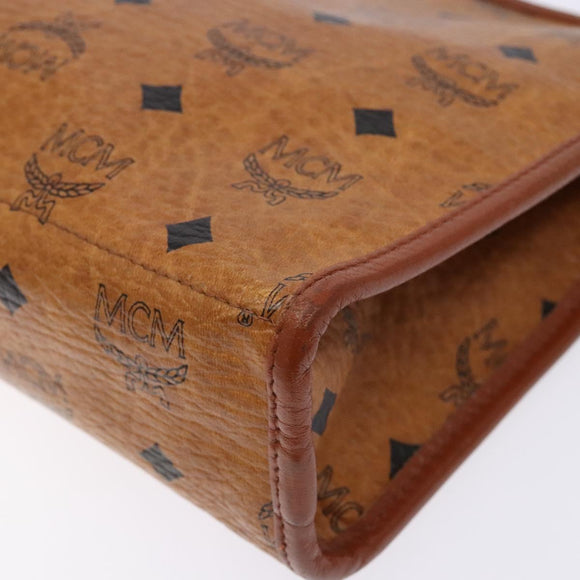 MCM Logogram Vicetos Clutch Bag PVC Leather Brown Gold Auth BA5257