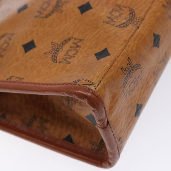 MCM Logogram Vicetos Clutch Bag PVC Leather Brown Gold Auth BA5257