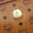 MCM Logogram Vicetos Clutch Bag PVC Leather Brown Gold Auth BA5257-12