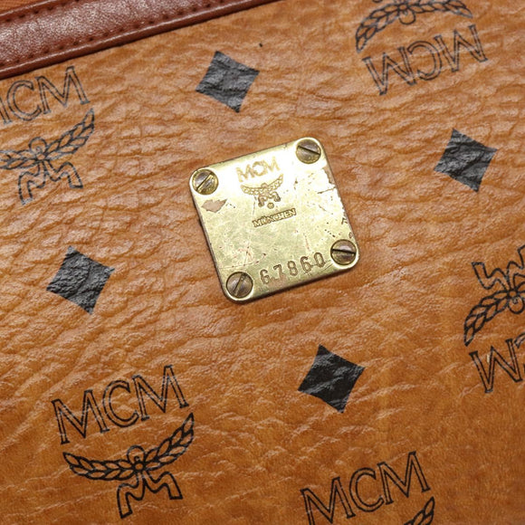 MCM Logogram Vicetos Clutch Bag PVC Leather Brown Gold Auth BA5257