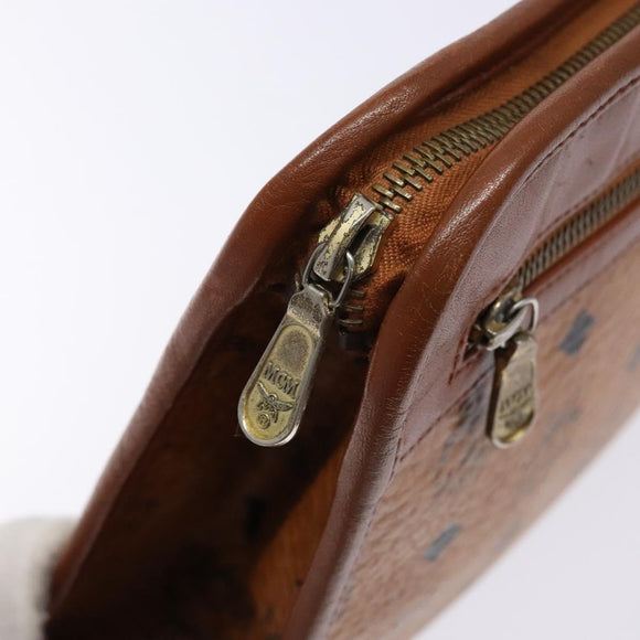 MCM Logogram Vicetos Clutch Bag PVC Leather Brown Gold Auth BA5257