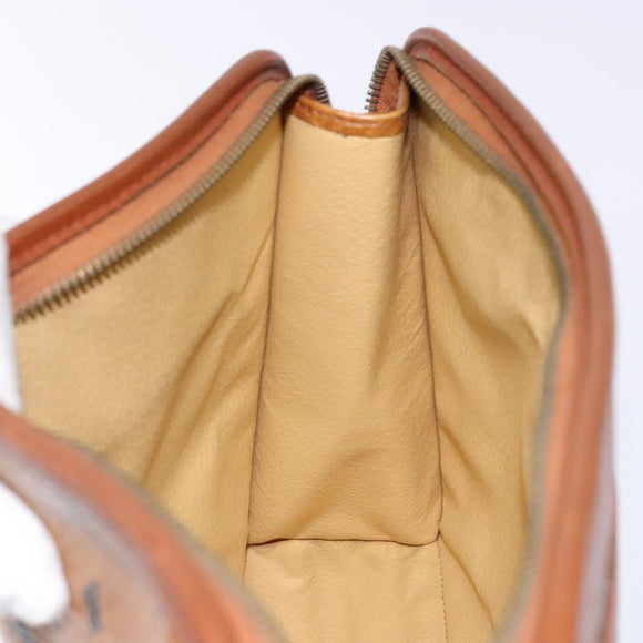 MCM Logogram Vicetos Clutch Bag PVC Leather Brown Gold Auth BA5257