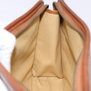 MCM Logogram Vicetos Clutch Bag PVC Leather Brown Gold Auth BA5257-18