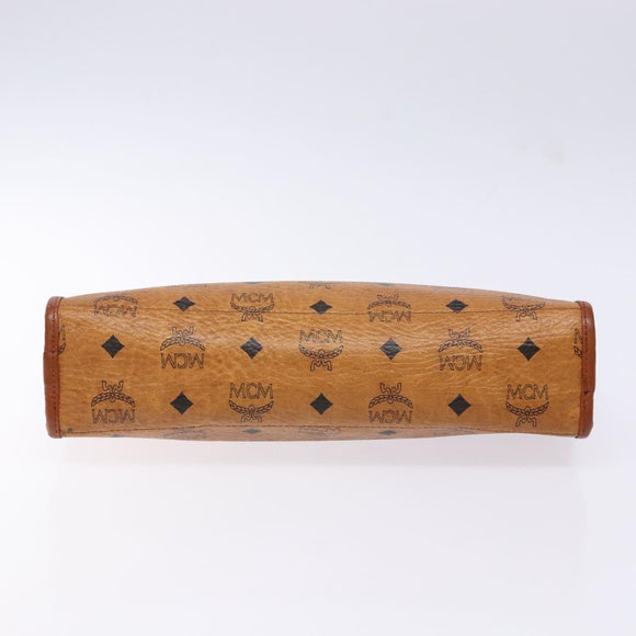 MCM Logogram Vicetos Clutch Bag PVC Leather Brown Gold Auth BA5257