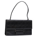Salvatore Ferragamo Gancini Shoulder Bag Leather Black Silver Auth BA5258-1