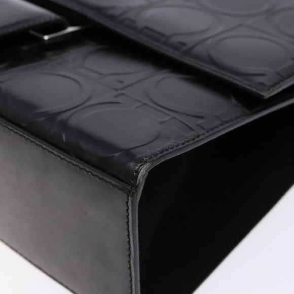 Salvatore Ferragamo Gancini Shoulder Bag Leather Black Silver Auth BA5258