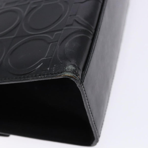 Salvatore Ferragamo Gancini Shoulder Bag Leather Black Silver Auth BA5258