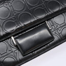 Salvatore Ferragamo Gancini Shoulder Bag Leather Black Silver Auth BA5258-15