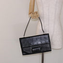 Salvatore Ferragamo Gancini Shoulder Bag Leather Black Silver Auth BA5258-22
