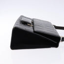 Salvatore Ferragamo Gancini Shoulder Bag Leather Black Silver Auth BA5258-4