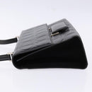 Salvatore Ferragamo Gancini Shoulder Bag Leather Black Silver Auth BA5258-5