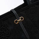 Salvatore Ferragamo Gancini Tote Bag Nylon Black Gold Auth BA5259-17