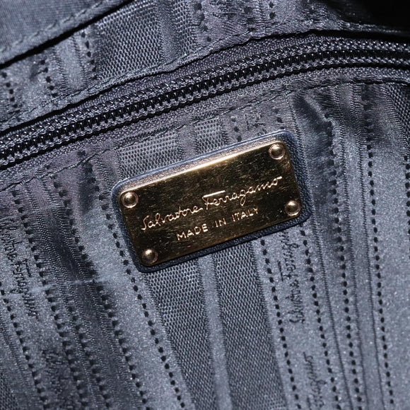 Salvatore Ferragamo Gancini Tote Bag Nylon Black Gold Auth BA5259