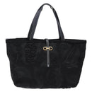 Salvatore Ferragamo Gancini Tote Bag Nylon Black Gold Auth BA5259-13