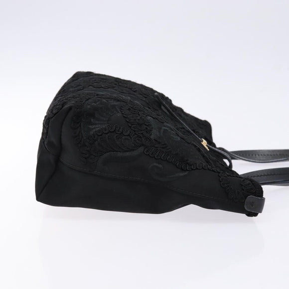 Salvatore Ferragamo Gancini Tote Bag Nylon Black Gold Auth BA5259